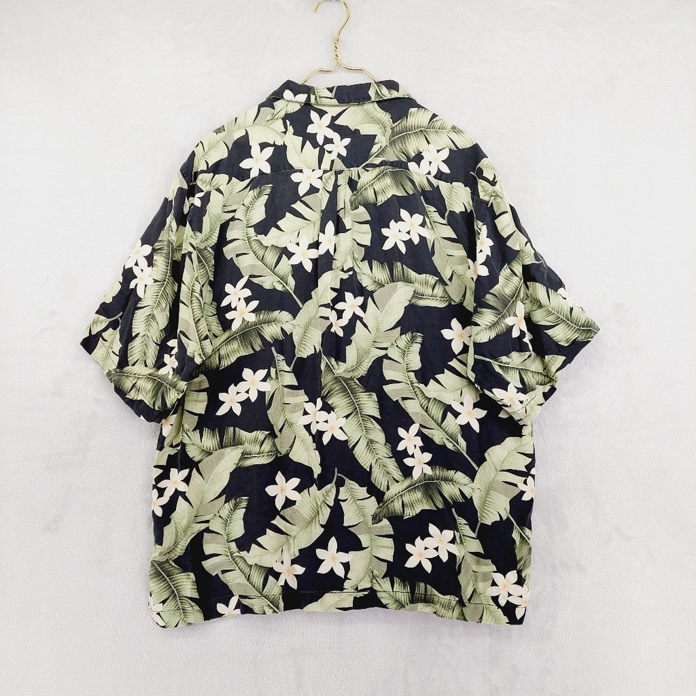 Jamaica Jaxx Hawaiian Camp 100% Silk Black Green Yellow Men's Shirt P6572 - Picture 5 of 8